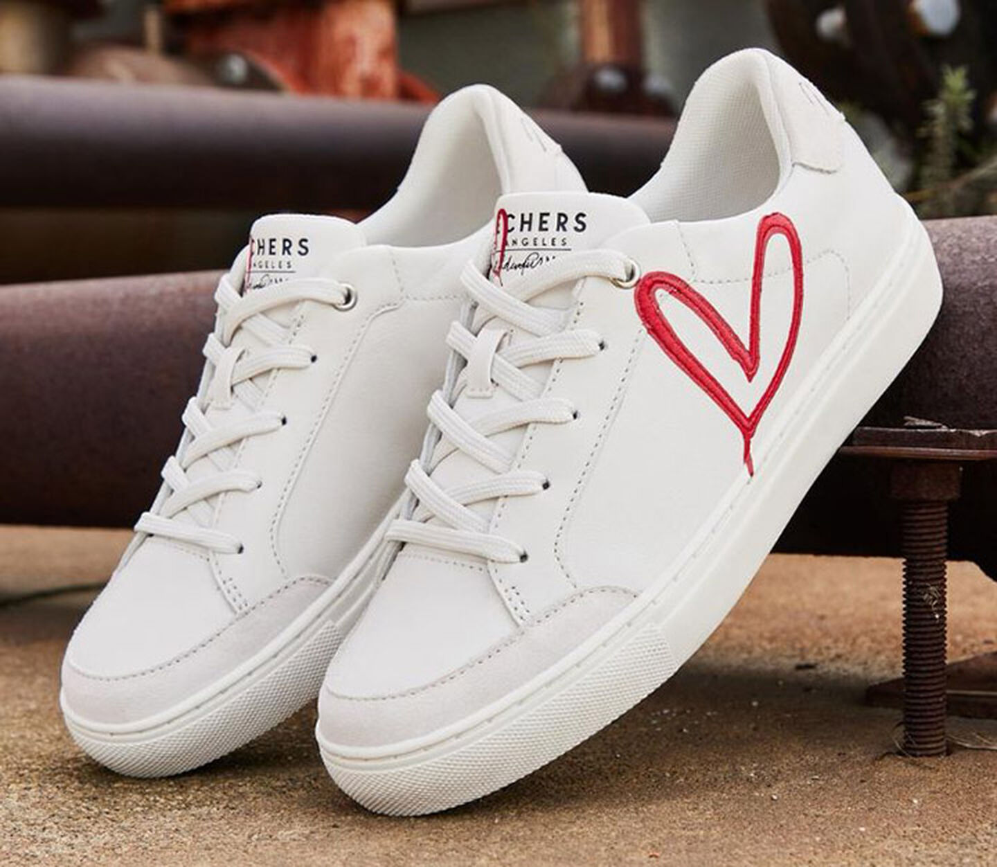 goldcrown white shoe with red heart