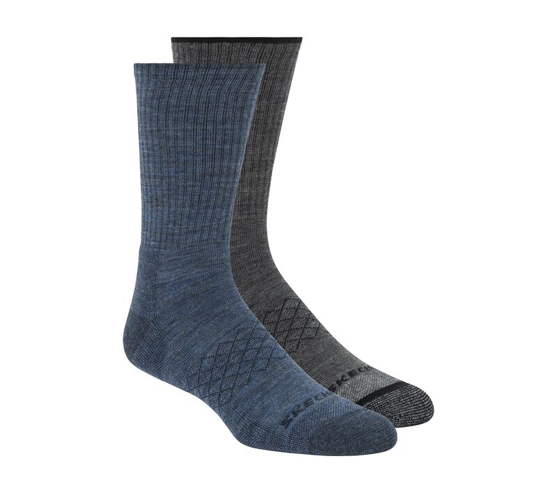 Merino Wool Crew Socks - 2 Pack, BLAU / GRAU, largeimage number 0