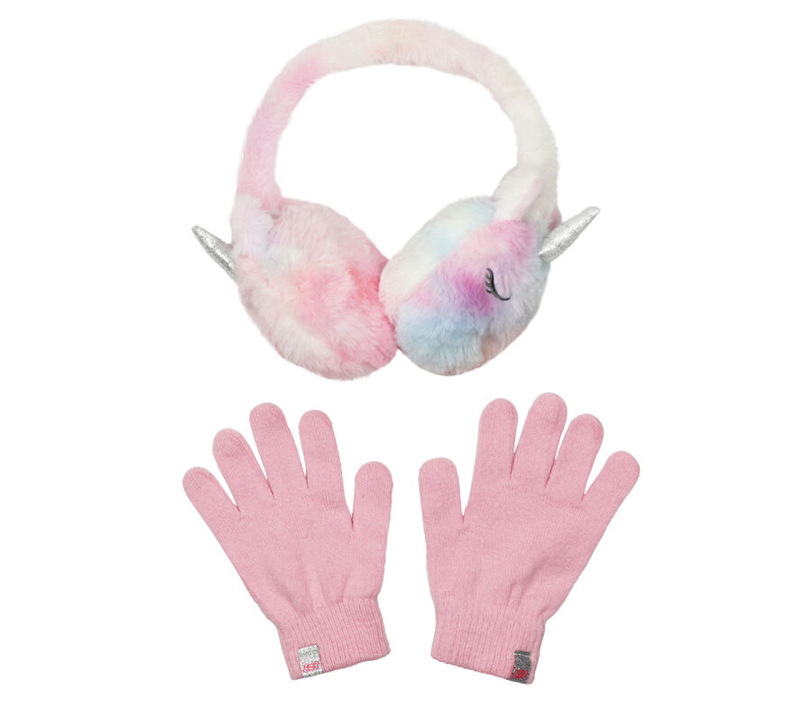 Unicorn Tiedye Earmuffs and Glove Set, PINK, largeimage number 0