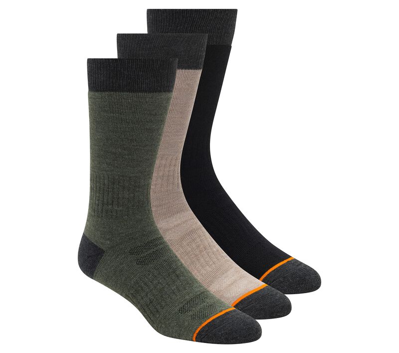 Wool Blend Work Crew Socks - 3 Pack, CHARCOAL / GREEN, largeimage number 0