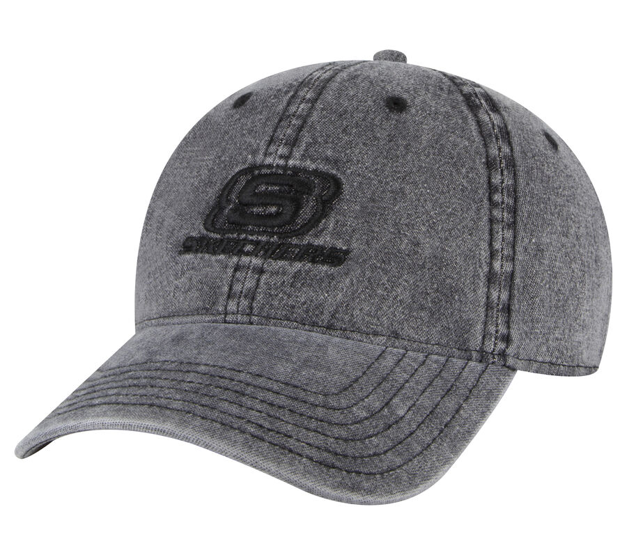 Denim Embroidered Hat, BLACK, largeimage number 0