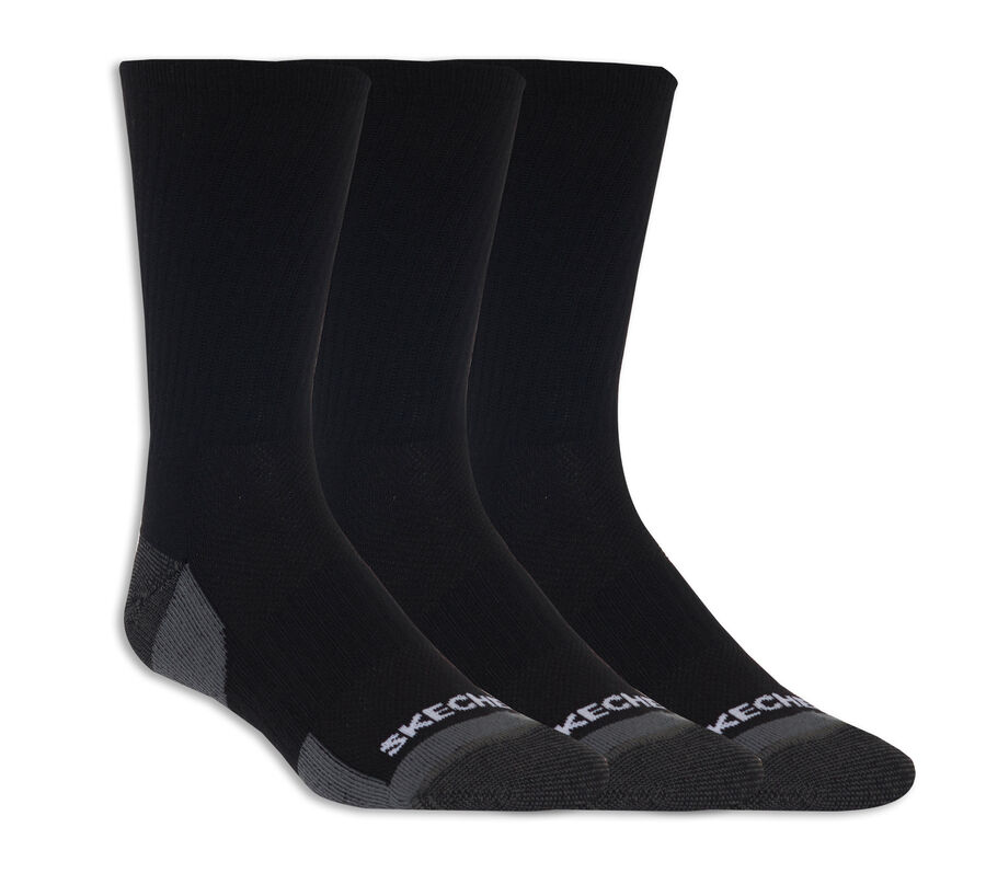 3 Pack Half Terry Crew Socks, BLACK, largeimage number 0
