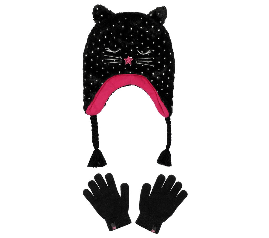 Cold Weather Star Foil Cat Hat Set, BLACK, largeimage number 0