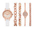 White Strap Rose Gold Watch, WHITE, swatch