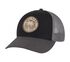 Palm Tree Leather Patch Trucker Hat, BLACK / BROWN, swatch