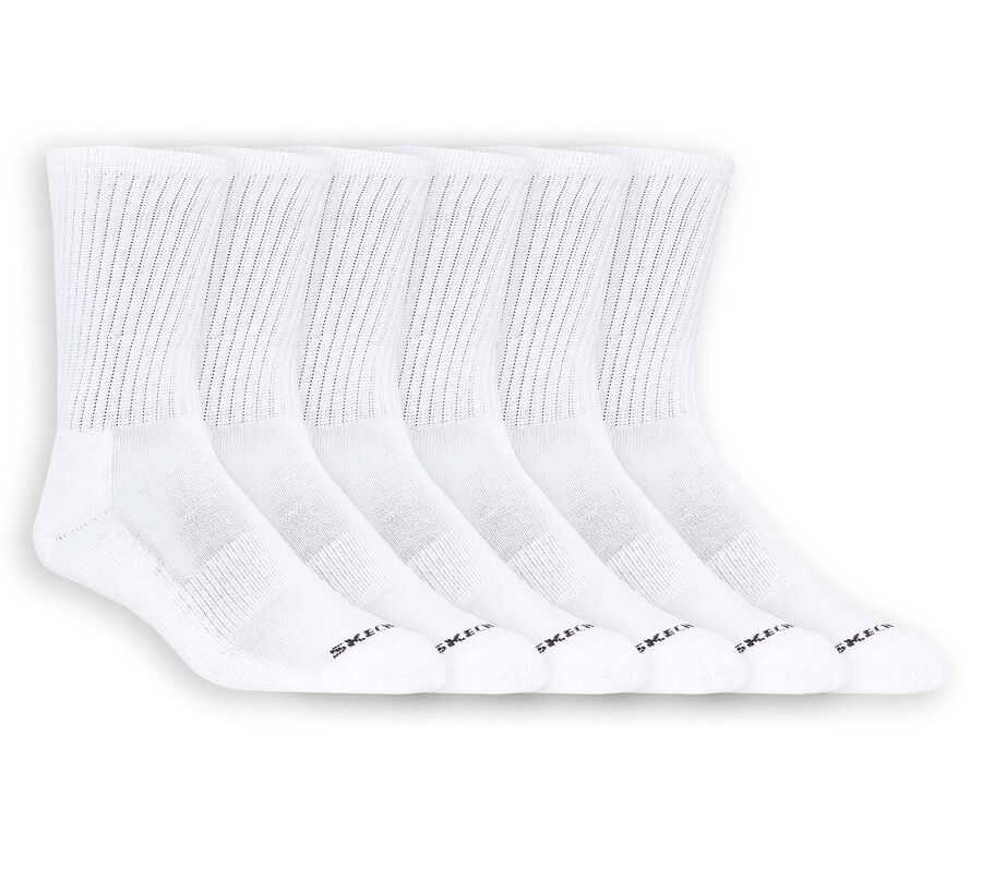 6 Pack Unisex Half Terry Crew Socks, WHITE, largeimage number 0