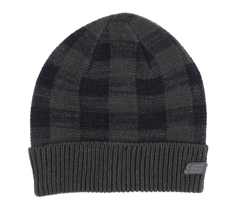 Buffalo Plaid Beanie Hat, GREEN, largeimage number 0