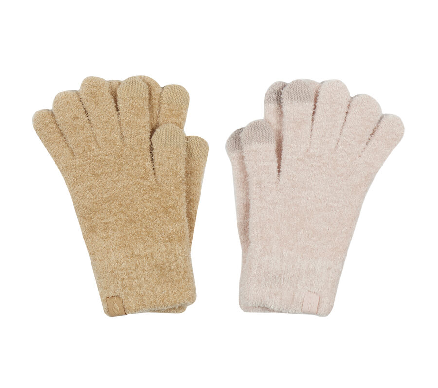 2 Pack Feather Yarn Gloves, PINK / TAN, largeimage number 0