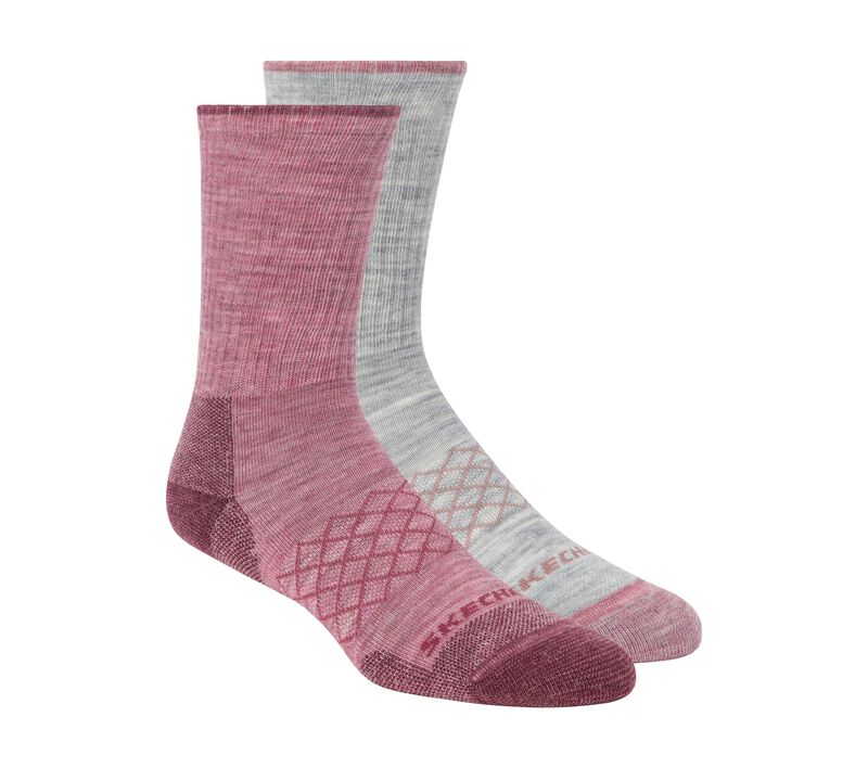 Merino Wool Crew Socks - 2 Pack, PINK / GRAY, largeimage number 0