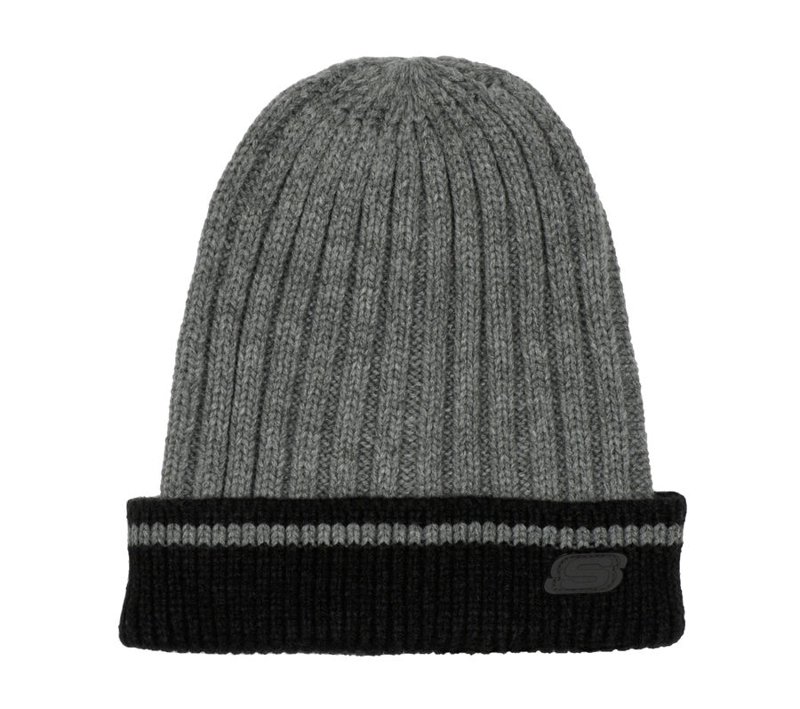 Rib Knit Beanie Hat, GRAY, largeimage number 0