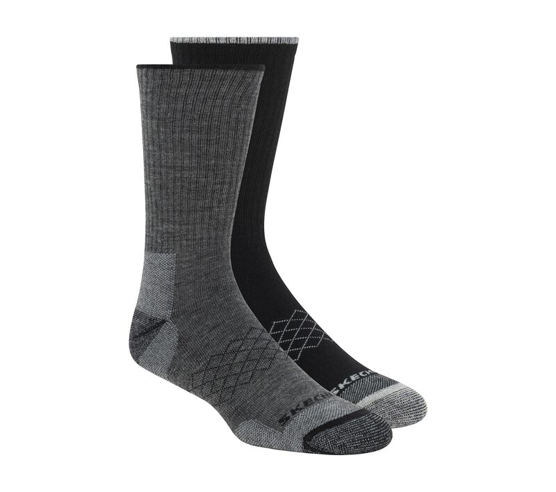 Merino Wool Crew Socks - 2 Pack, GRAY / BLACK, largeimage number 0