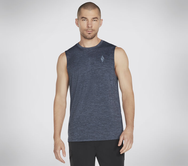 Skechers Apparel On the Road Muscle Tank, BLUE  /  GRAY, largeimage number 0