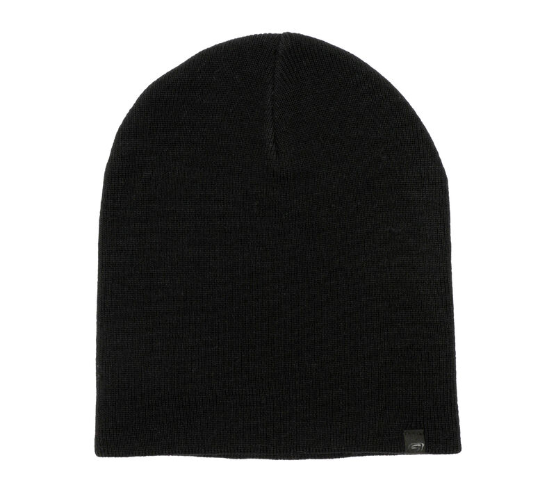 Merino Wool Beanie Hat, BLACK, largeimage number 0