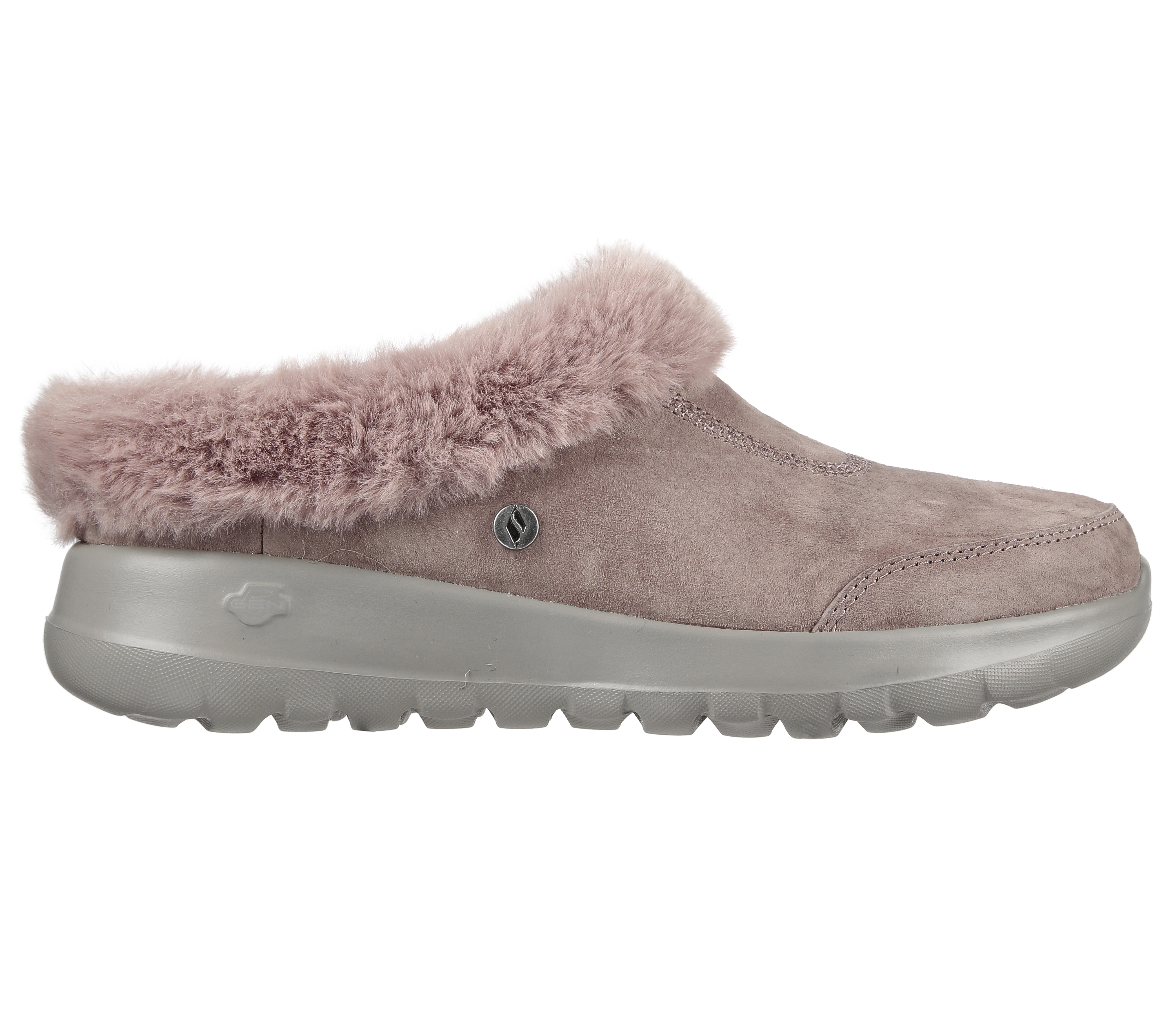 skechers gowalk suede faux fur shoes w/ memory form fit - comfy